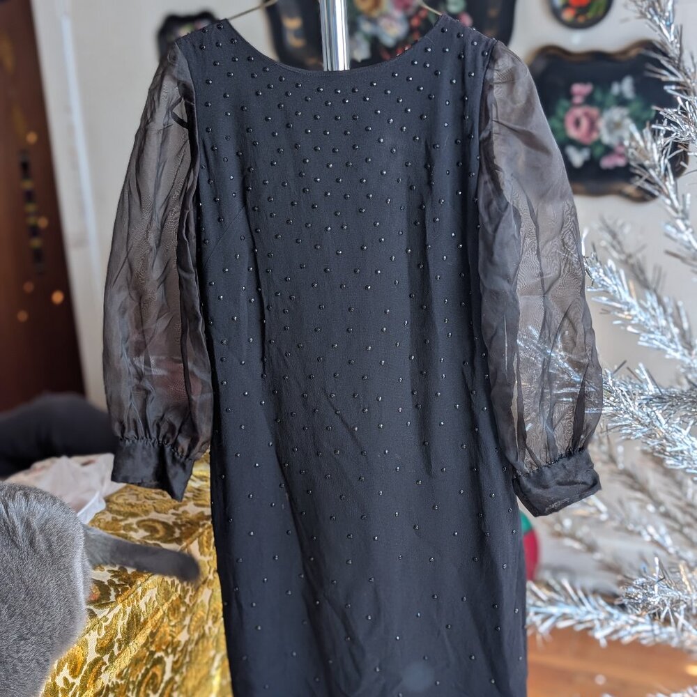 Vintage Si Si Miami Embellished Sheer Sleeve Dress